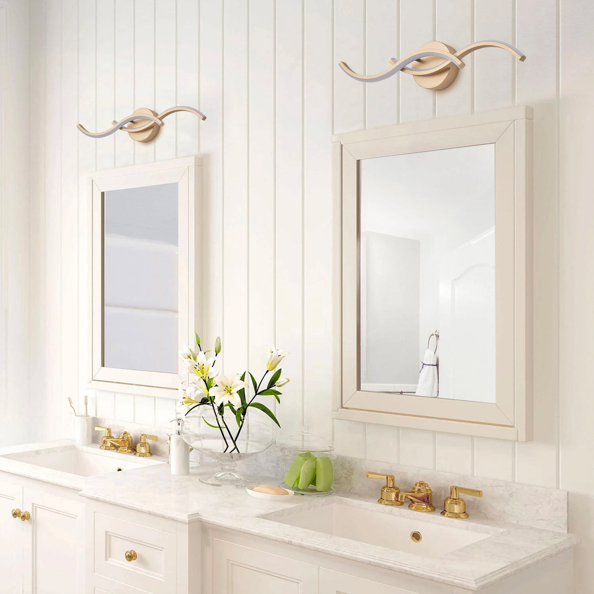 1-Light Curved Lines Design LED Bathroom Vanity Lighting