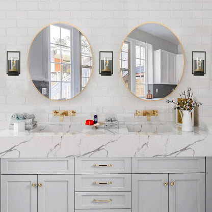 1-Light Glass Shade with Square Picture Frame Design Wall Sconce