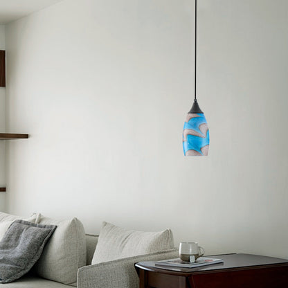 1-Light Modern Art Glass Pendant Marble Shade for Kitchen Island