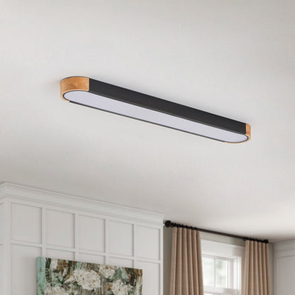 1-Light Dewdrop 37.4" Modern Linear LED Dimmable 5CCT Flush Mount  Ceiling Light