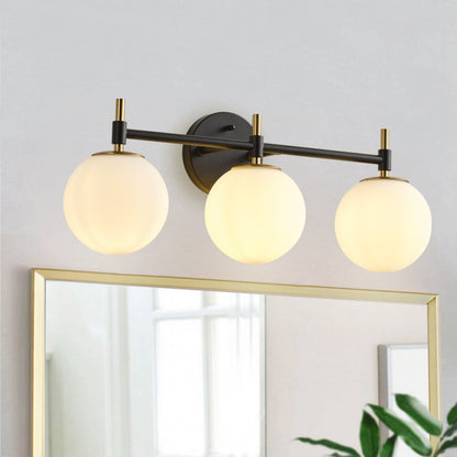 3-Light Mid-Century Modern Black & Gold Vanity Light for Bathroom