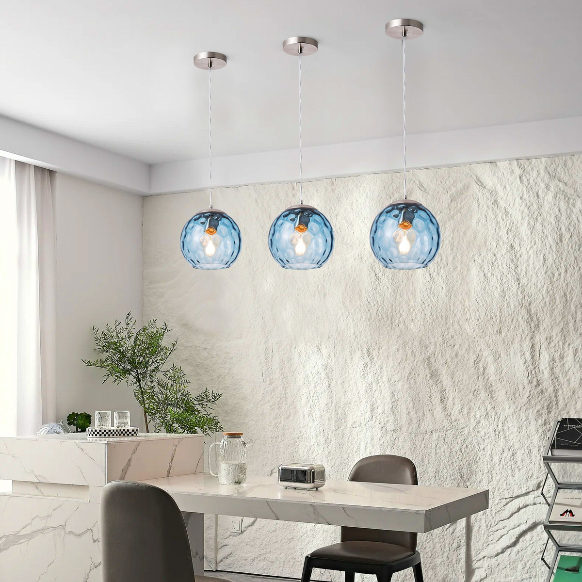 1-Light Glass Ball Shade with Polka Dot Pendant Lighting