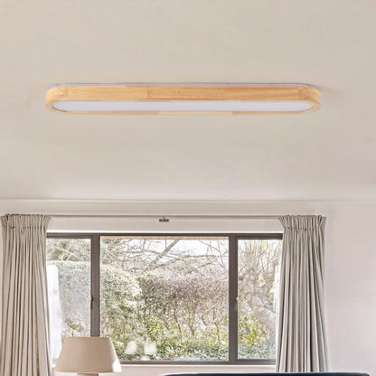 1-Light Scandinavian Ceiling Light Long Oval LED Linear Flush Mount
