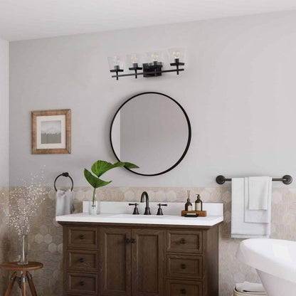 4-Light  Modern Black  Square Clear Glass Shades Vanity Light