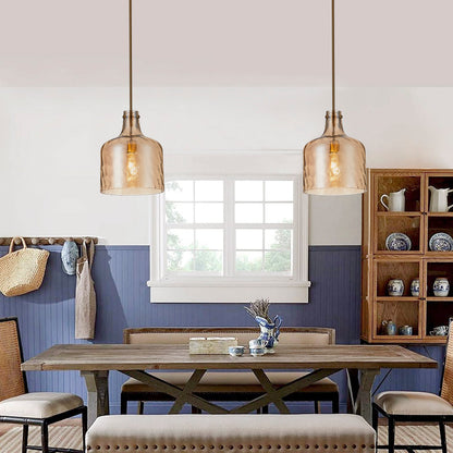1-Light Modern with Textured Glass Shade Pendant Lighting