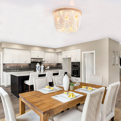 3-Lights Beads Design Flush Mount Lighting
