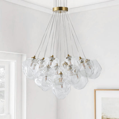 13&19-Light Modern Luxury Glass Globe Chandelier Copper Finish Cluster Pendant Light