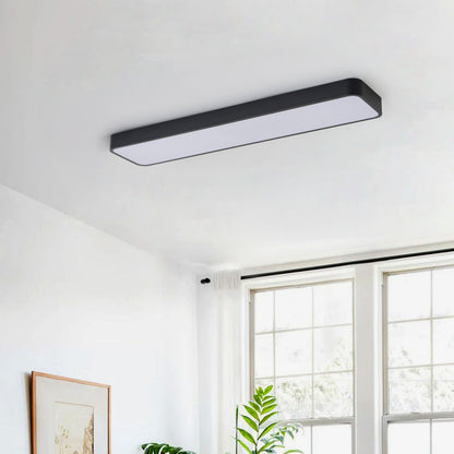1 Light Scandinavian Style Black Linear Flush Mount Ceiling Light Even Illumination Dimmable