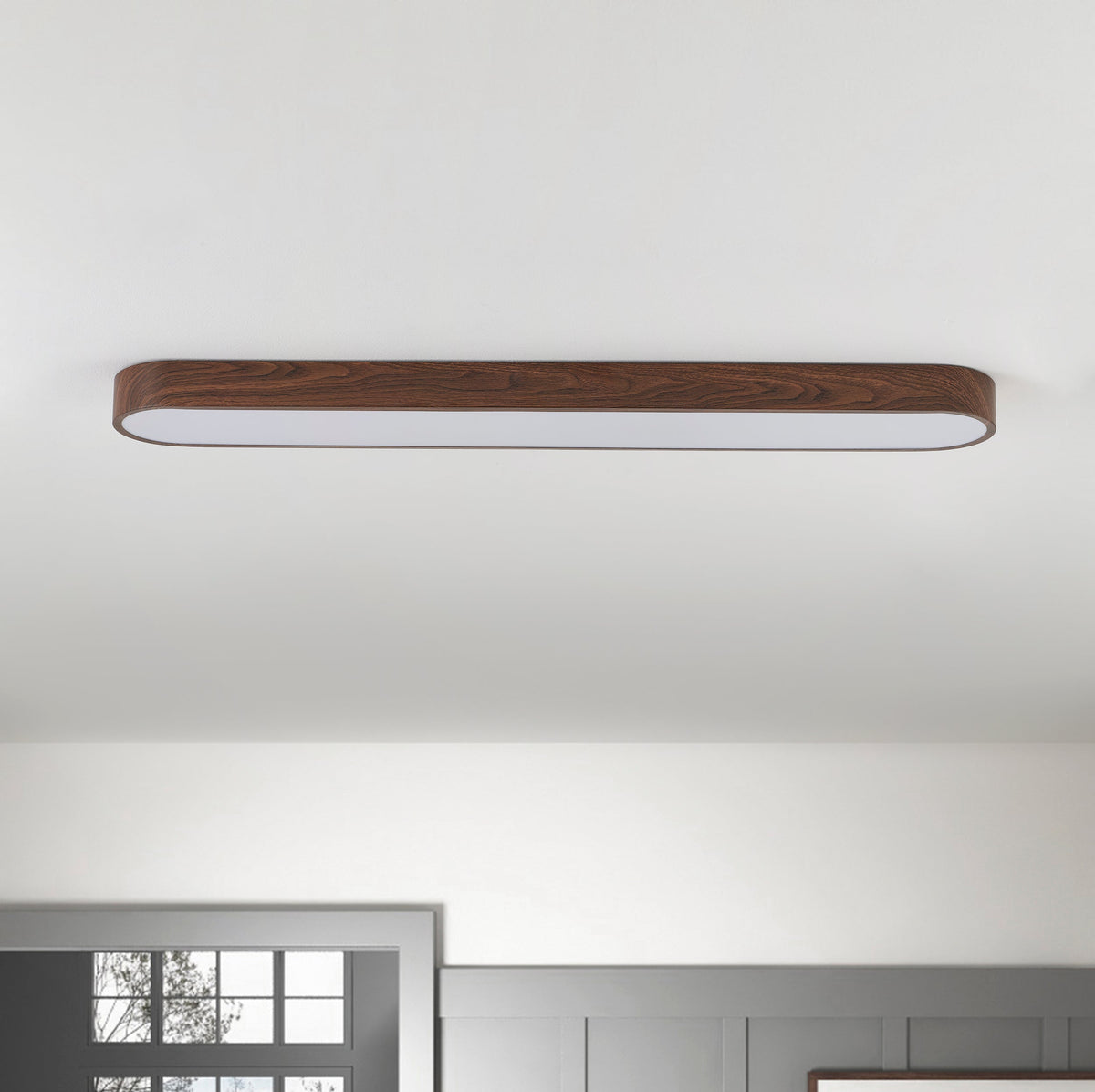 1-Light Scandinavian Ceiling Light Long Flush Mount LED Linear