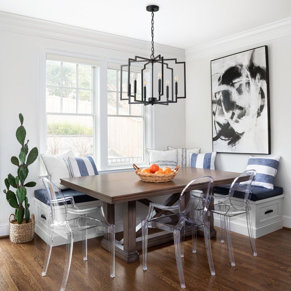 6-Light Modern Black Geometric Pendant Light