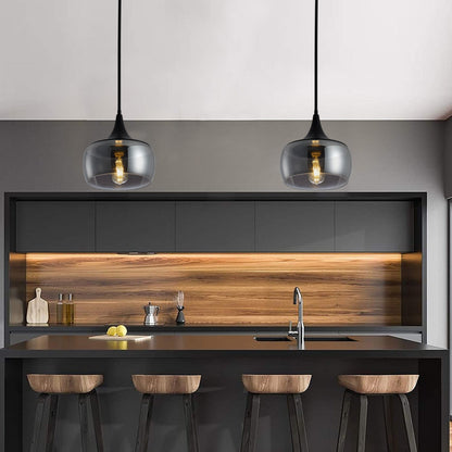 1-Light Cylindrical Glass Shade Pendant Lighting