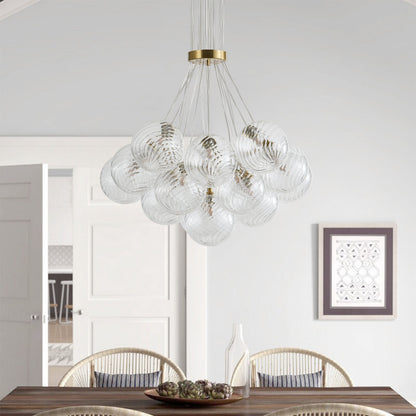 13&19-Light Modern Luxury Glass Globe Chandelier Copper Finish Cluster Pendant Light