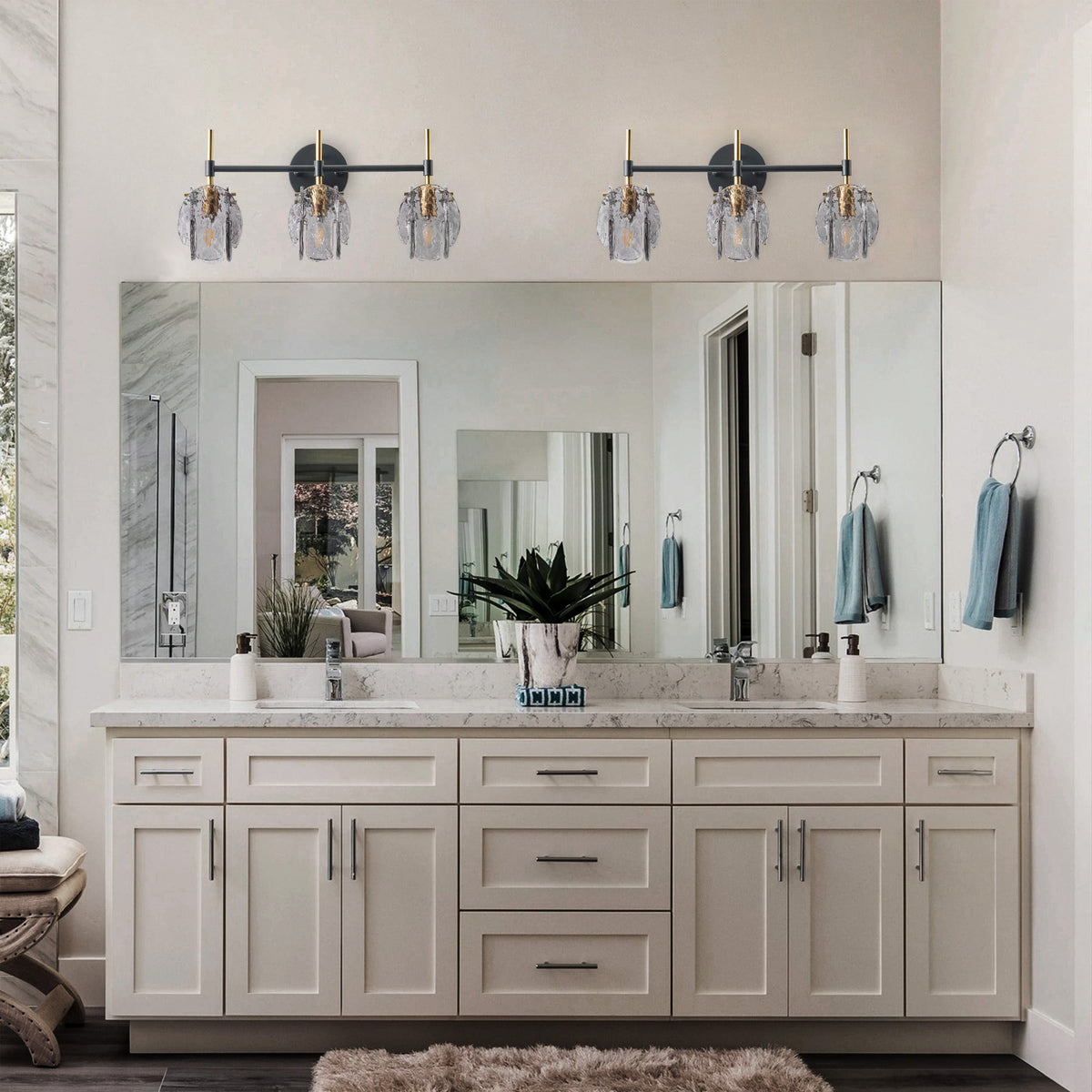 1-Light & 3-Light Modern Wall Sconce Light with Textured Smoke Glass Shape Vanity Light