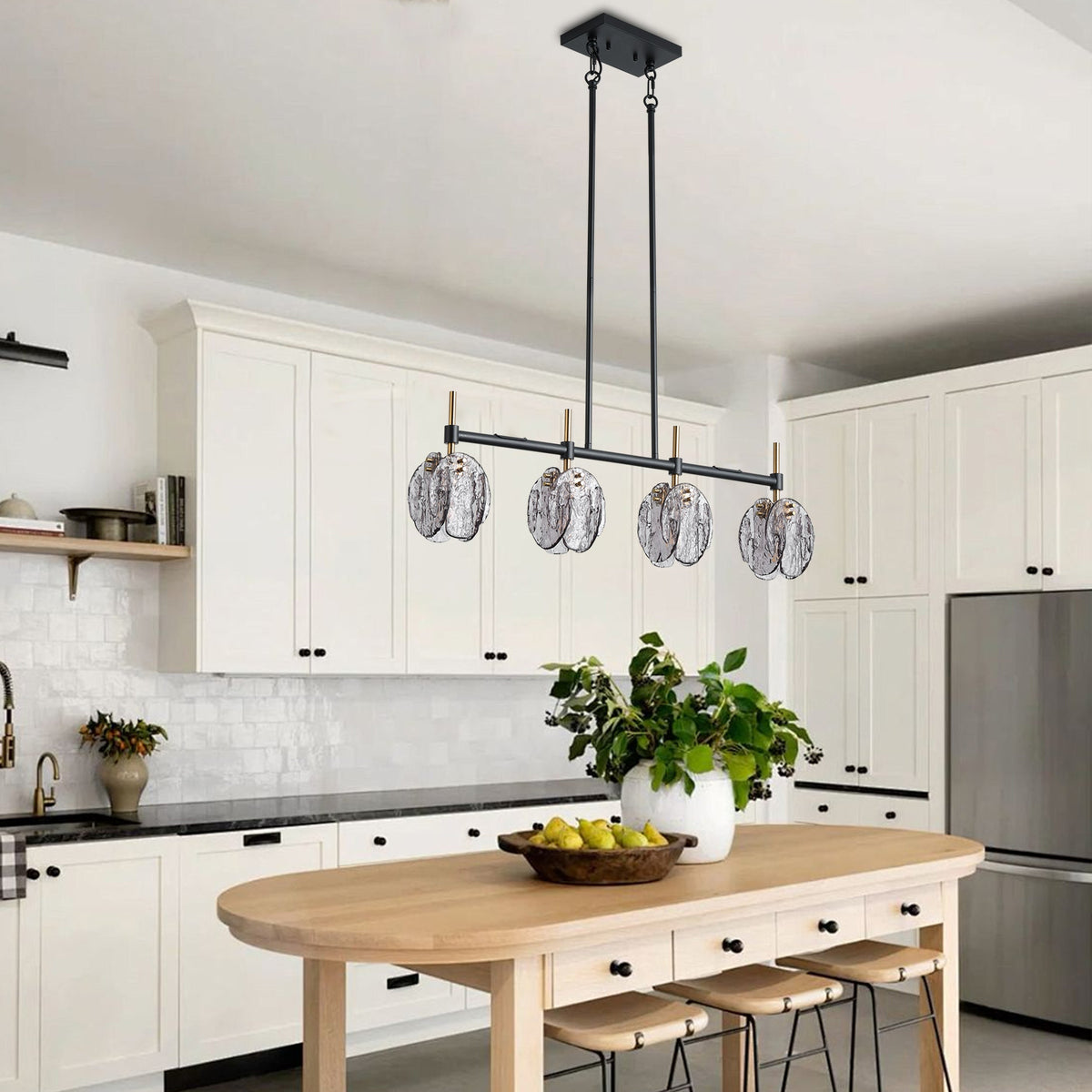4-Light Modern Anthracite Kitchen Island  Chandelier