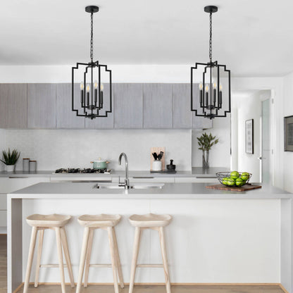 4-Light Modern Black Geometric Pendant Light