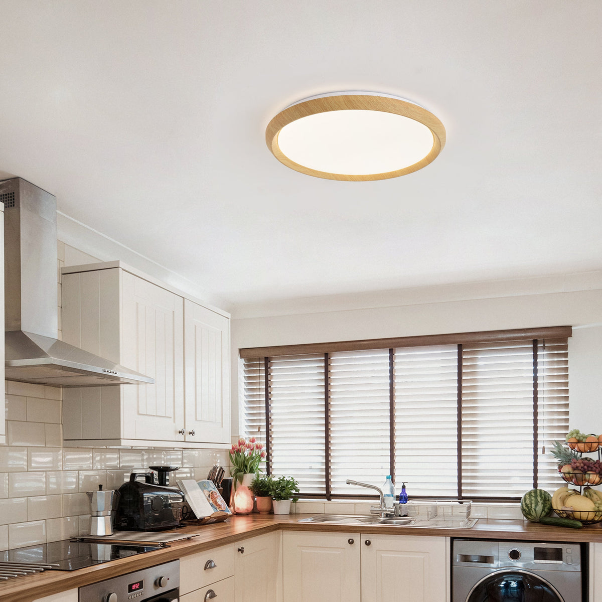1-Light Natural Style LED 5CCT ETL Soft Glow Ceiling Light
