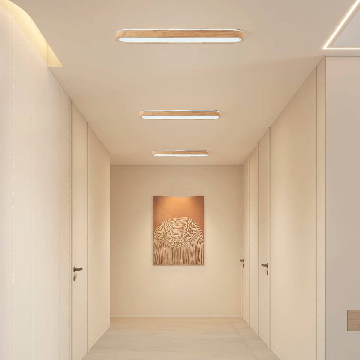 1-Light Scandinavian Ceiling Light Long Oval LED Linear Flush Mount