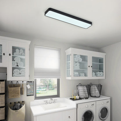 1 Light Scandinavian Style Black Linear Flush Mount Ceiling Light Even Illumination Dimmable
