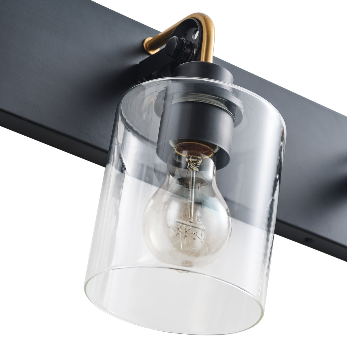 3-Lights Glass Shade Black Classic Bathroom Vanity Lighting
