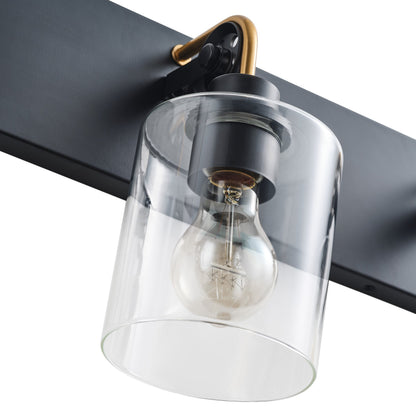 3-Lights Glass Shade Black Classic Bathroom Vanity Lighting