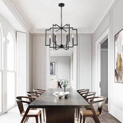 6-Light Modern Black Geometric Pendant Light