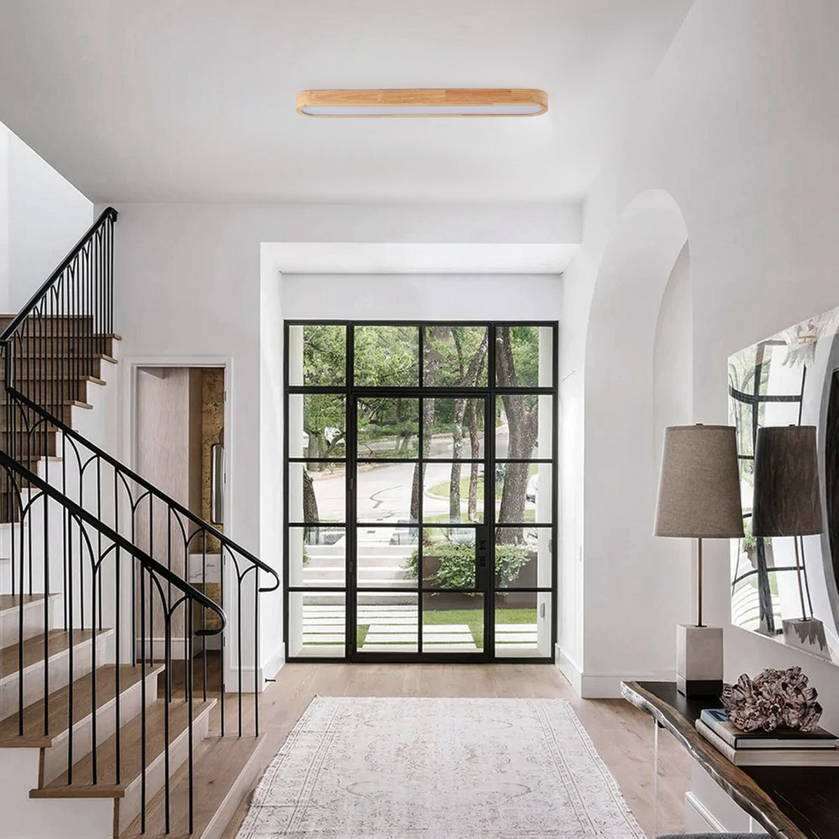 1-Light Scandinavian Ceiling Light Flush Mount Linear Long Bar