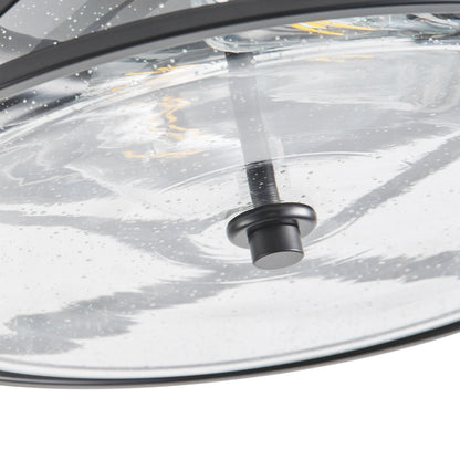 2-Lights Farmhouse Metal Cage Black Flush Mount Lighting