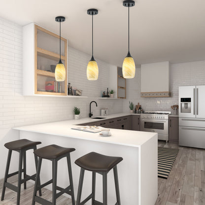 1-Light Modern Art Glass Pendant Marble Shade for Kitchen Island