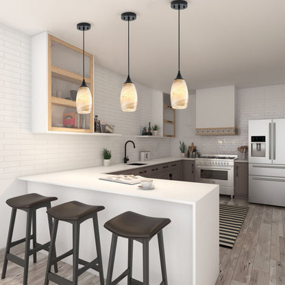 1-Light Modern Art Glass Pendant Marble Shade for Kitchen Island