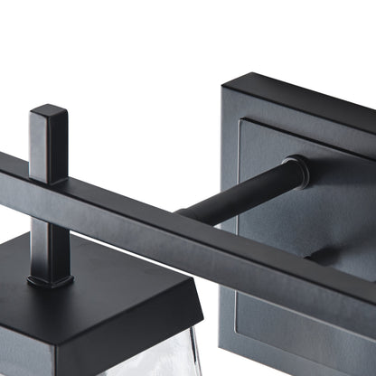 4-Light  Modern Black  Square Clear Glass Shades Vanity Light