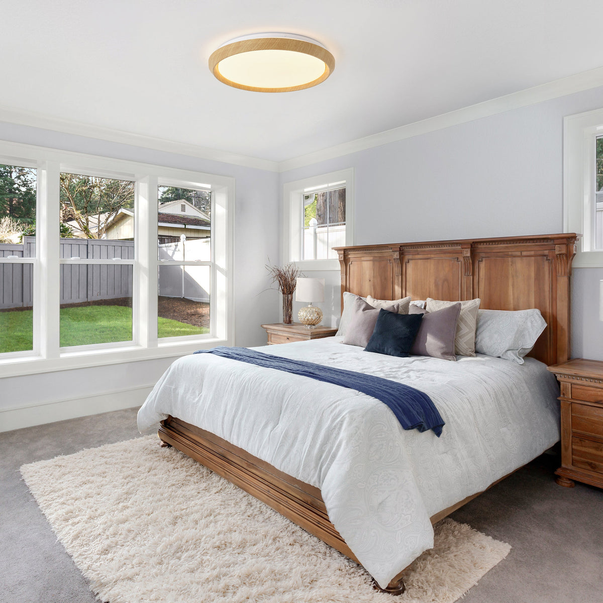1-Light Natural Style LED 5CCT ETL Soft Glow Ceiling Light