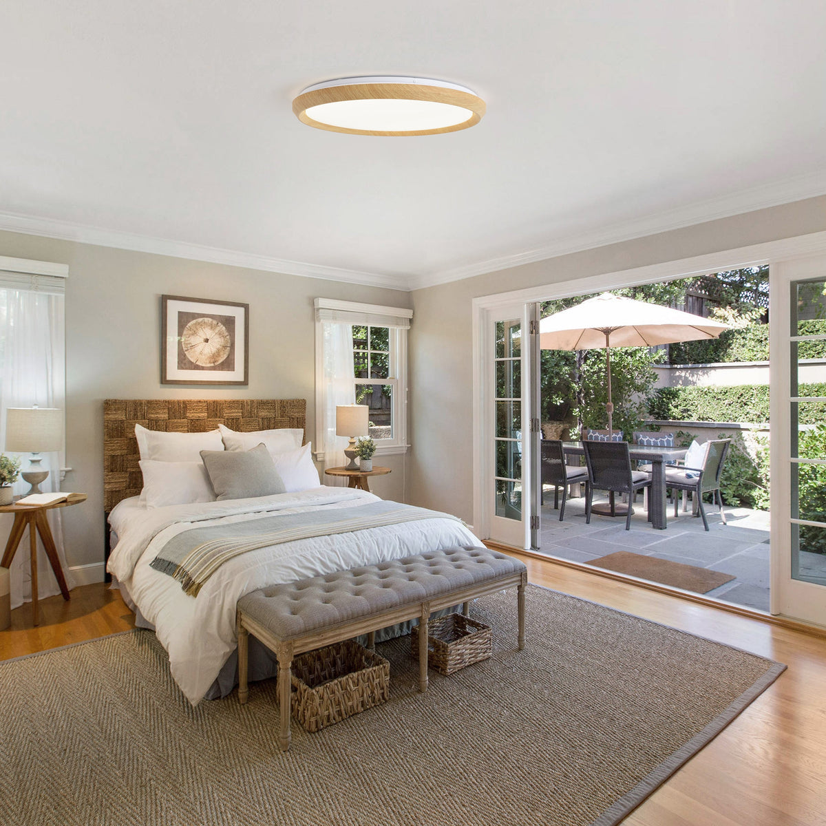 1-Light Natural Style LED 5CCT ETL Soft Glow Ceiling Light
