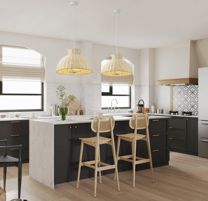 4 -Light Japandi Style Pendant Light Nordic Rattan Fixture