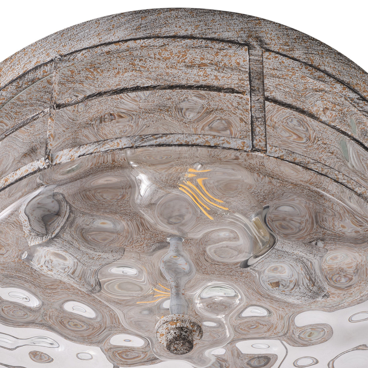 2-Lights Farmhouse Bubble Glass Flush Mount Lighting