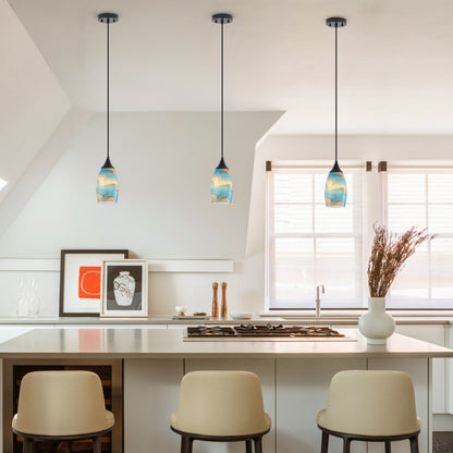 1-Light Modern Art Glass Pendant Marble Shade for Kitchen Island