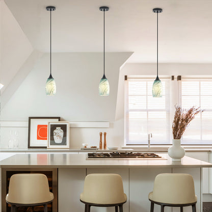 1-Light Modern Art Glass Pendant Marble Shade for Kitchen Island