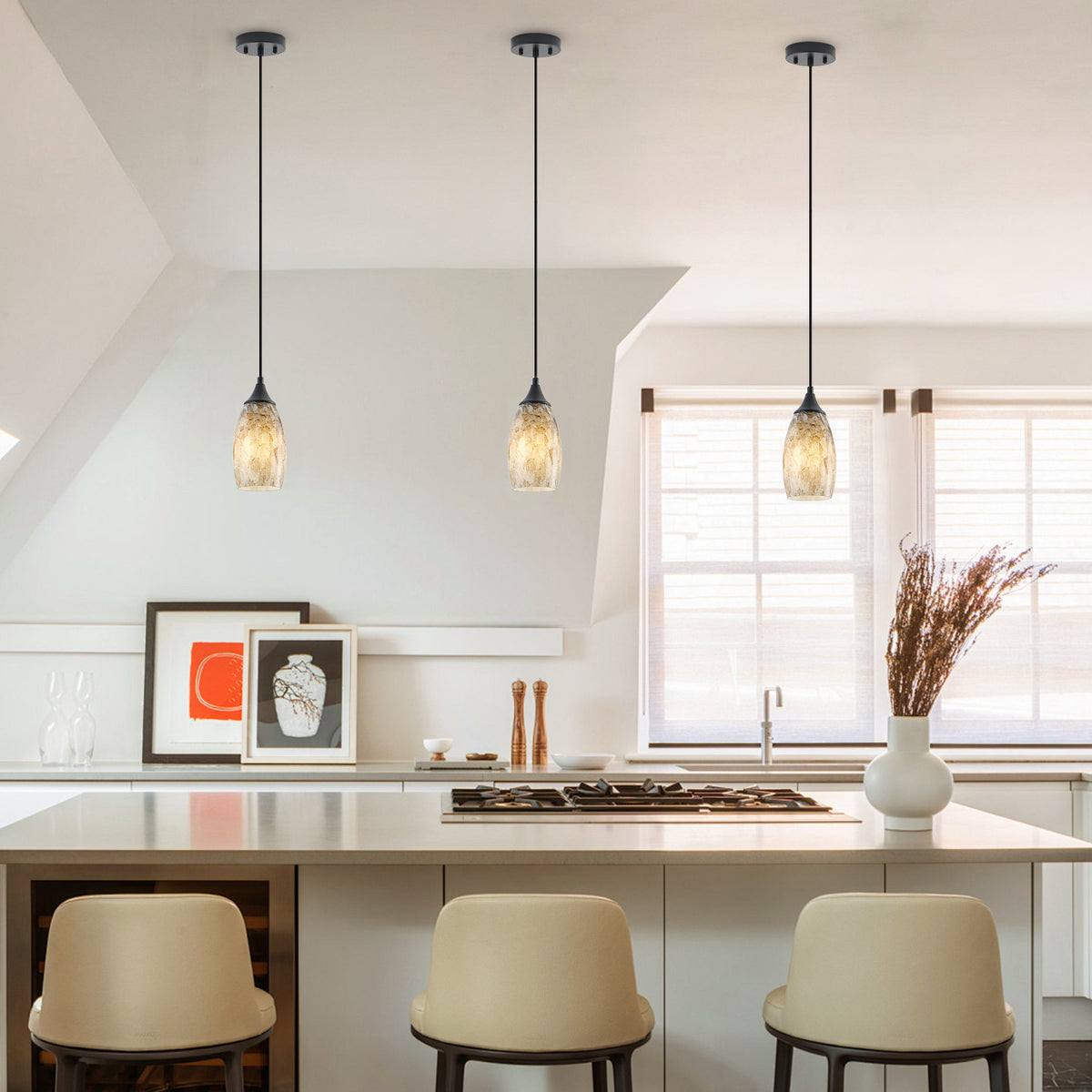 1-Light Modern Art Glass Pendant Marble Shade for Kitchen Island