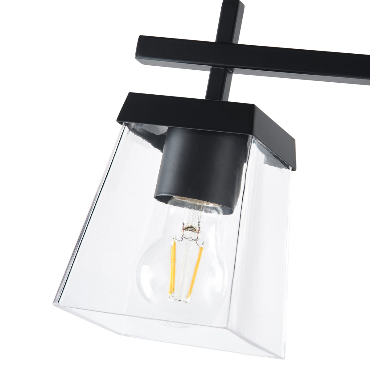 3-Light  Modern Black  Clear Glass Shade  Bathroom Vanity Light