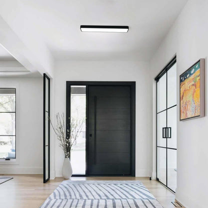 1 Light Scandinavian Style Black Linear Flush Mount Ceiling Light Even Illumination Dimmable