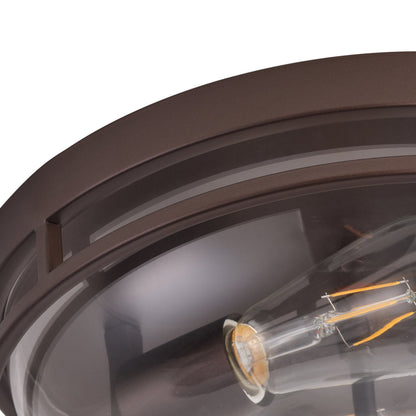 2-Lights Farmhouse Round Shape Brown Flush Mount Lighting