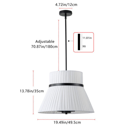 3-Light Creative Flared White Pleated Shade Pendant Lighting