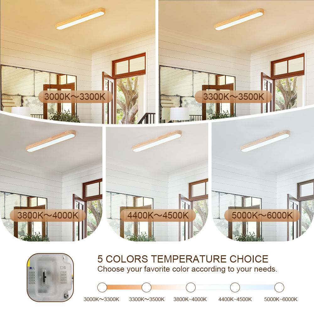 1-Light Scandinavian Ceiling Light Long Oval LED Linear Flush Mount