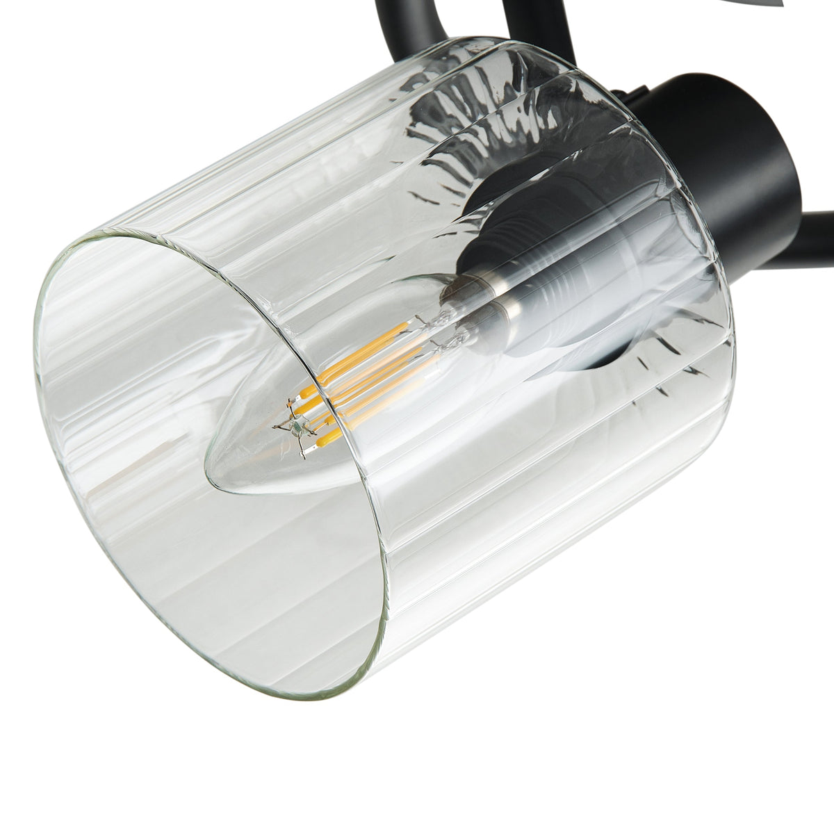 3-Light Modern Adjustable Matte Black Semi-Flushed Ceiling Light