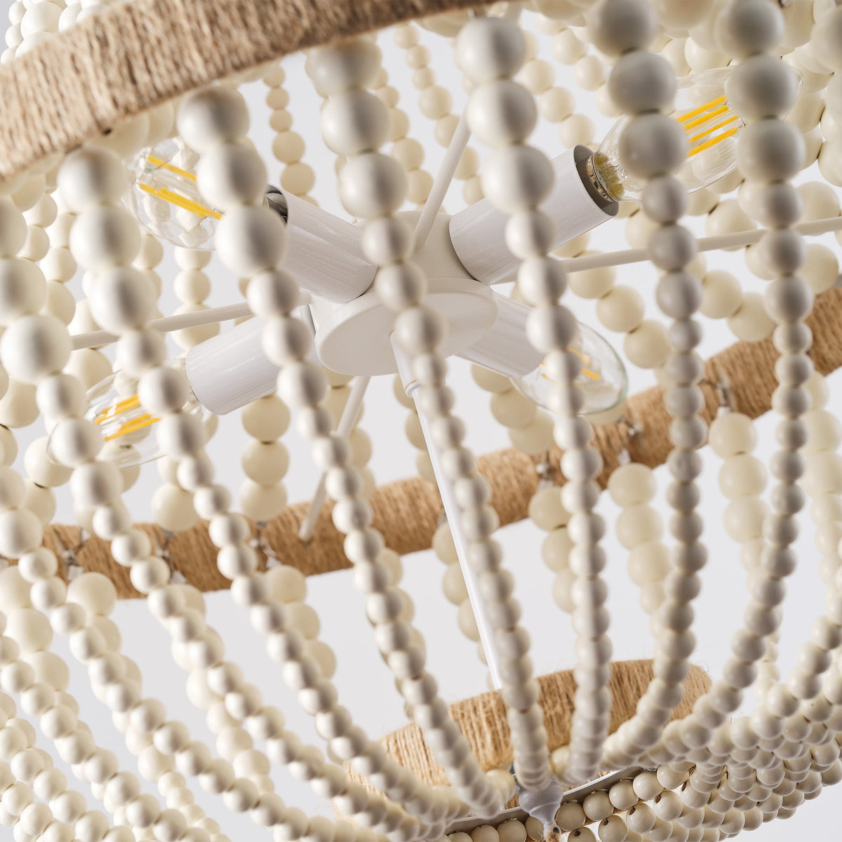 4-Lights Wood Beads Element Pendant Lighting