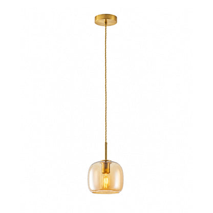 1-Light Amber Glass Pendant Light for Kitchen Island
