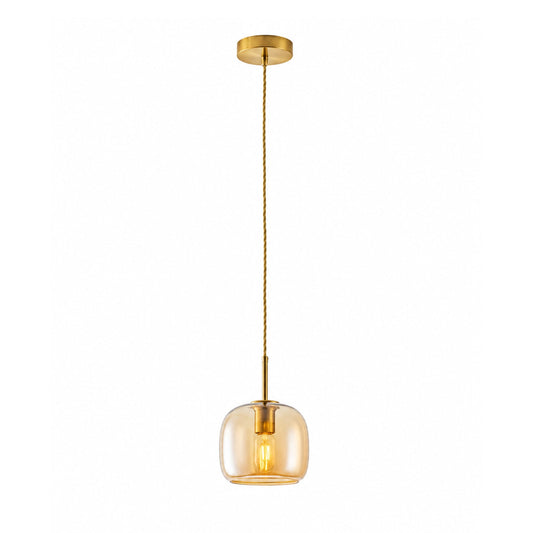 1-Light Amber Glass Pendant Light for Kitchen Island