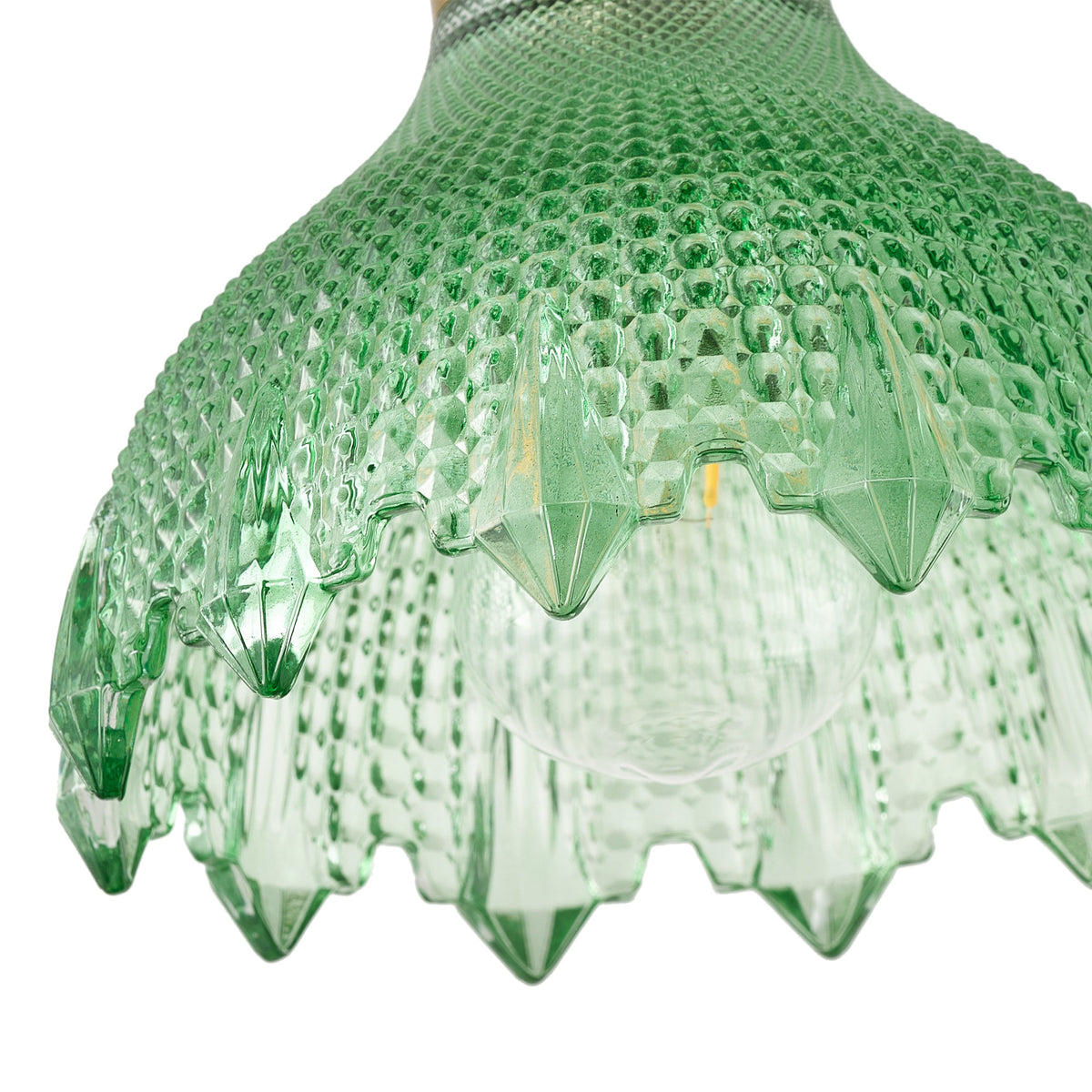 1-Light Vintage Style Pendant Light Dewdrop Deep Green Glass Hanging Lamp