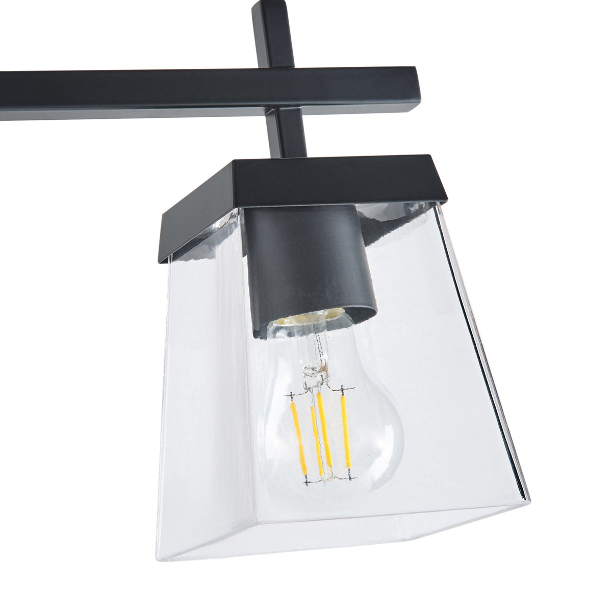 4-Light  Modern Black  Square Clear Glass Shades Vanity Light