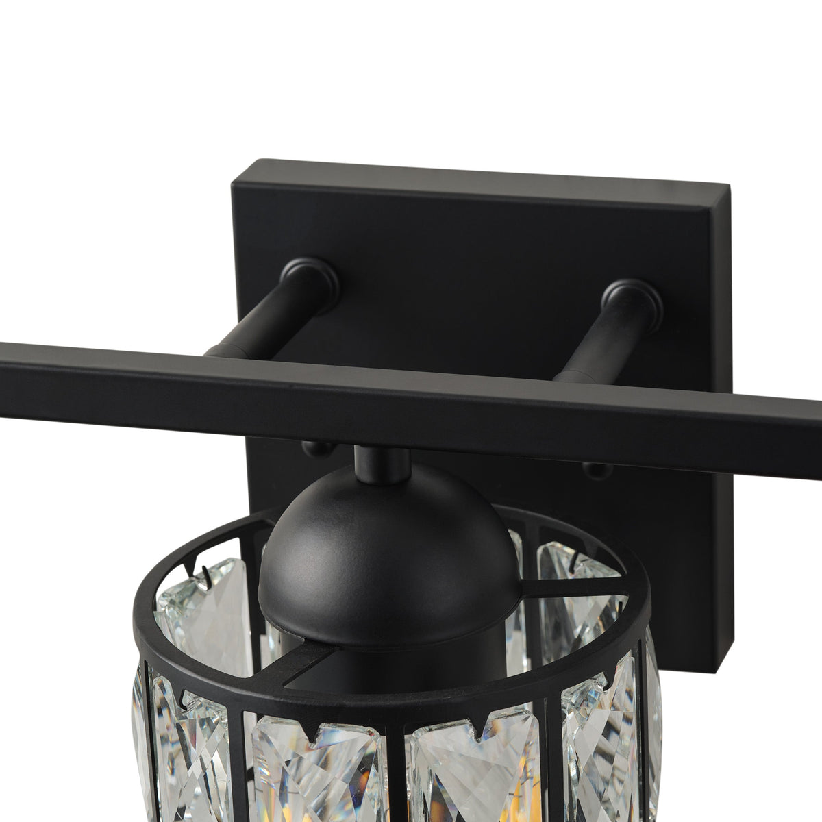 3-Light Industrial Black Crystal Vanity Light Fixture