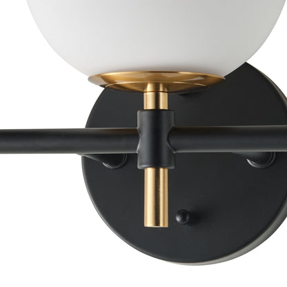 3-Light Mid-Century Modern Black & Gold Vanity Light for Bathroom